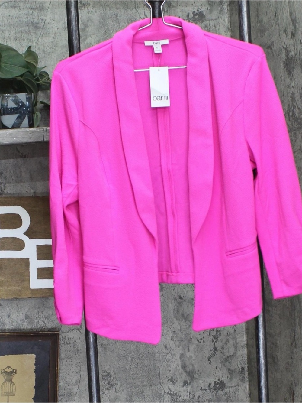 bar III Womens Petite 3/4-Sleeve Shawl-Collar Blazer Jacket Pinkadelic Pink PL